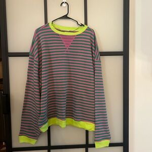 Free People Classic oversized striped crewneck. NWOT